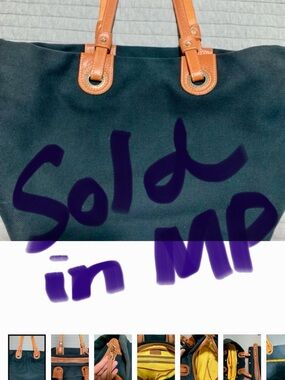 Vintage Dooney & Bourke Black Canvas Tote with Tan Leather Handles